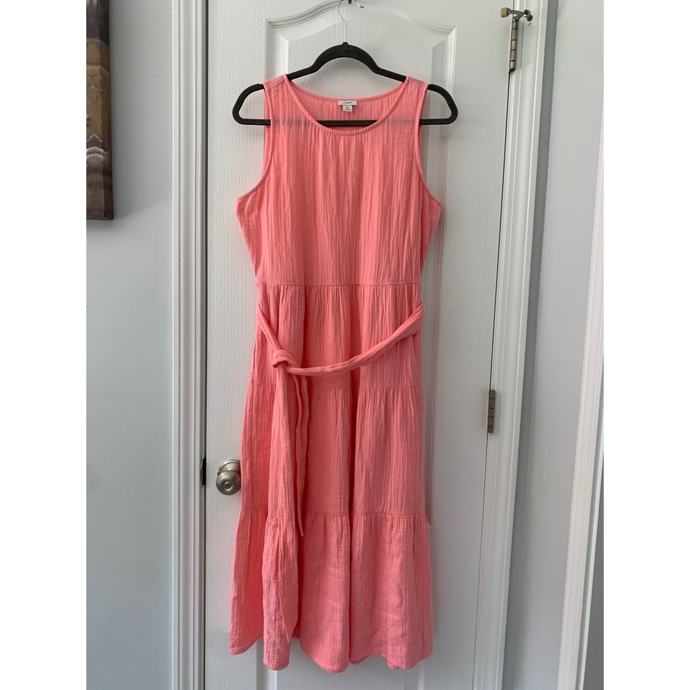 J.Crew Pink Double Gauze Tiered Sleeveless Midi Dress BR187 Womens 6